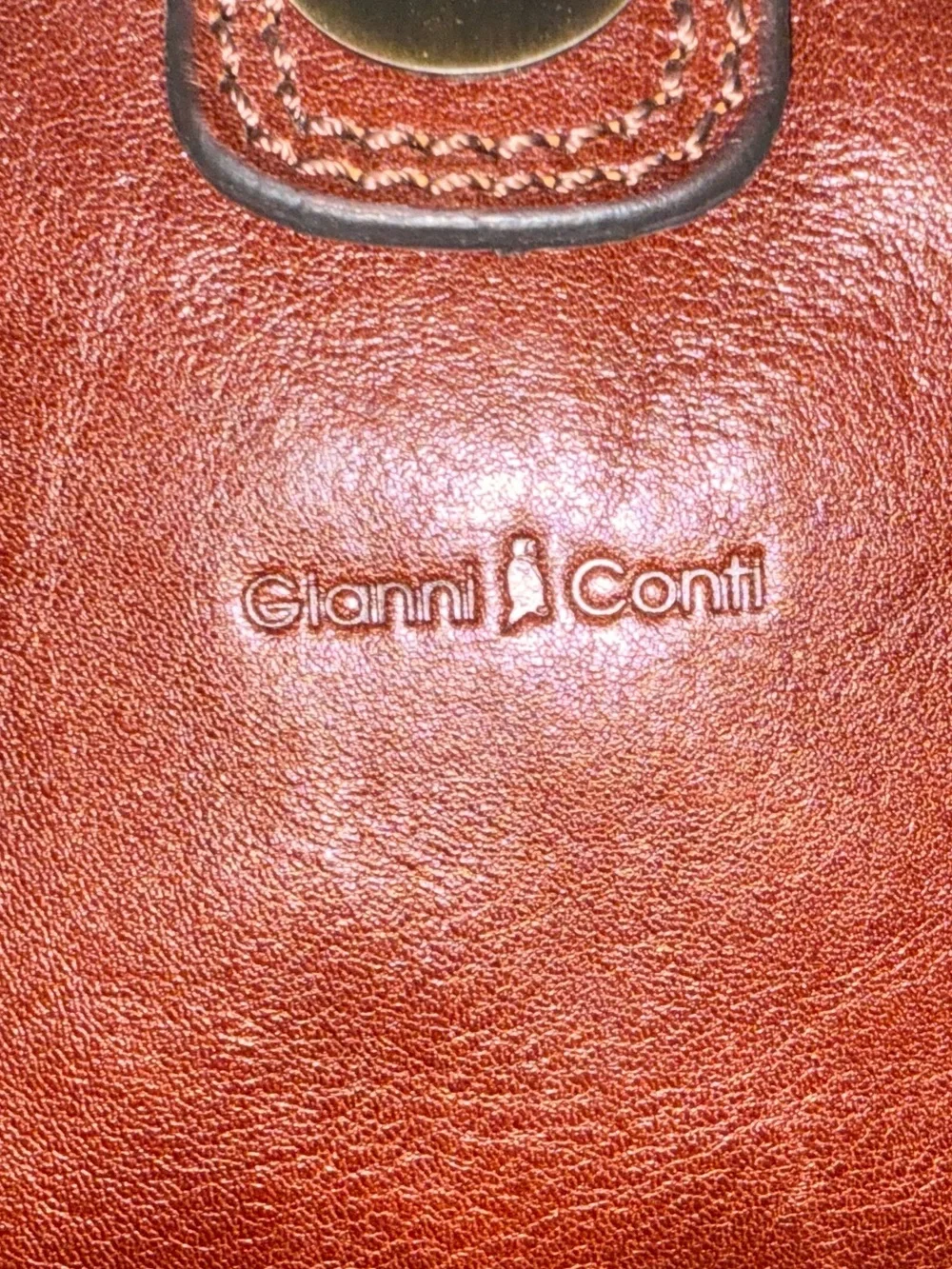 Gianni Conti Italian  Brown Leather Frame-Top Clutch
